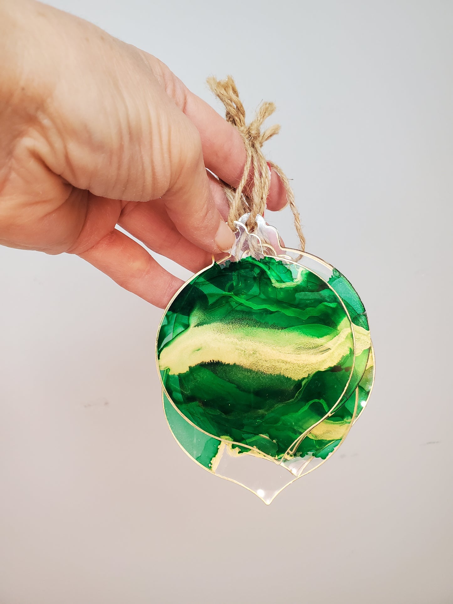 Ornament Green/Gold clear set of 6