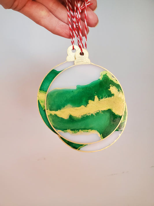 Ornament Green/Gold opaque set of 4