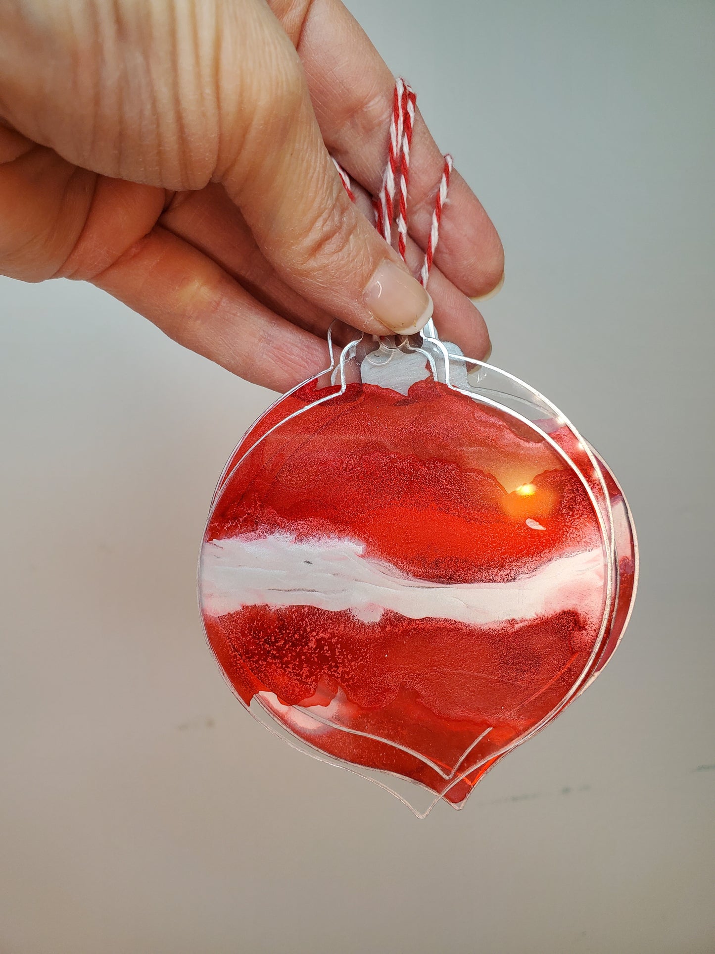 Ornament Red/Silver clear set of 6