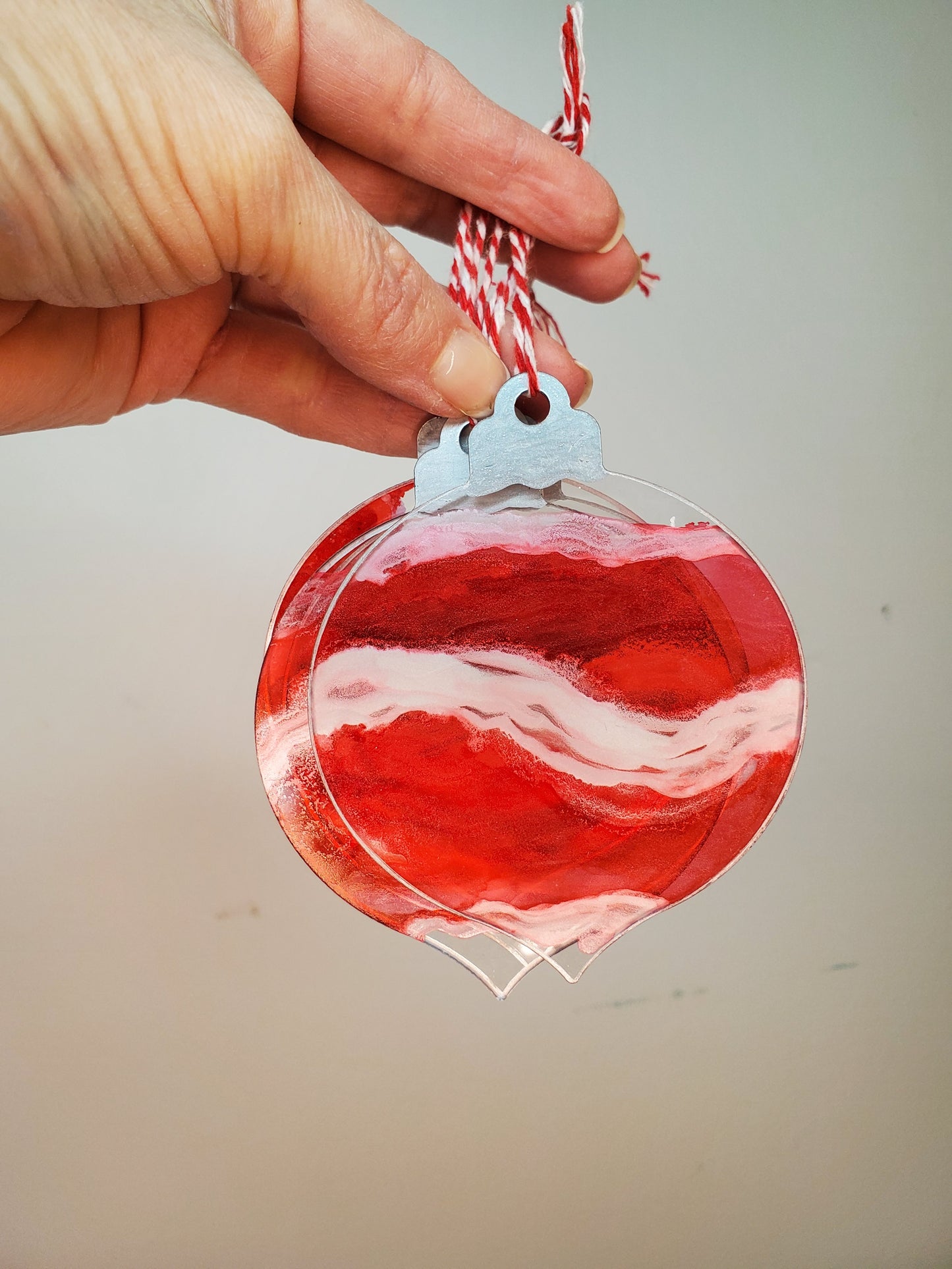 Ornament Red/Silver clear set of 6