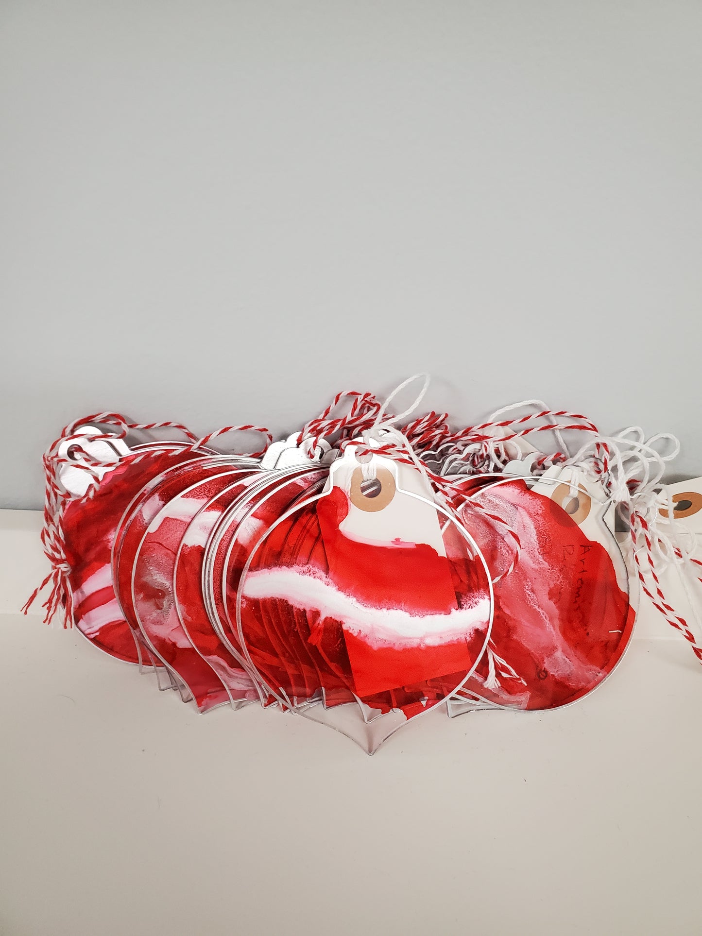 Ornament Red/Silver clear set of 6